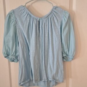Old Navy Sky Blue Gathered Sleeve Blouse